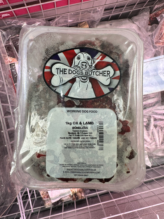 The Dogs Butcher Ox & Lamb Mince Boneless 1kg