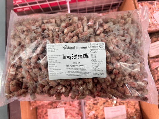 Turkey Beef Offal Mince 80-10-10 1kg